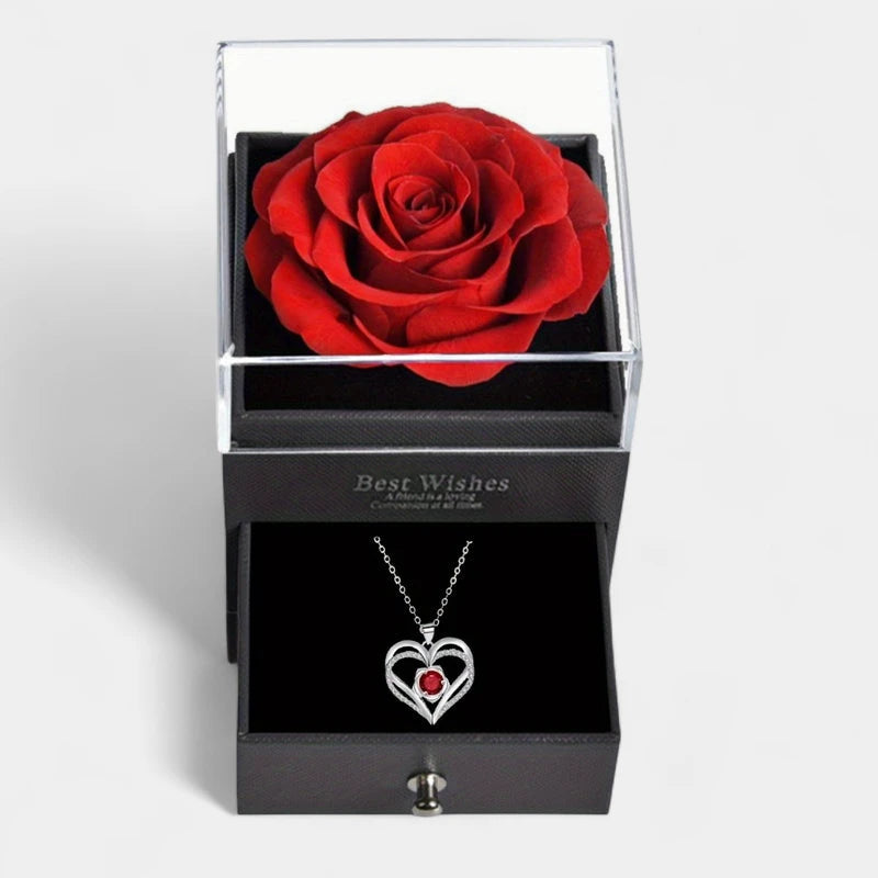 Virelle-Virelle | Dames ketting – Meerdere stenen hanger, Liefdesroos detail, Anti-allergisch materiaal