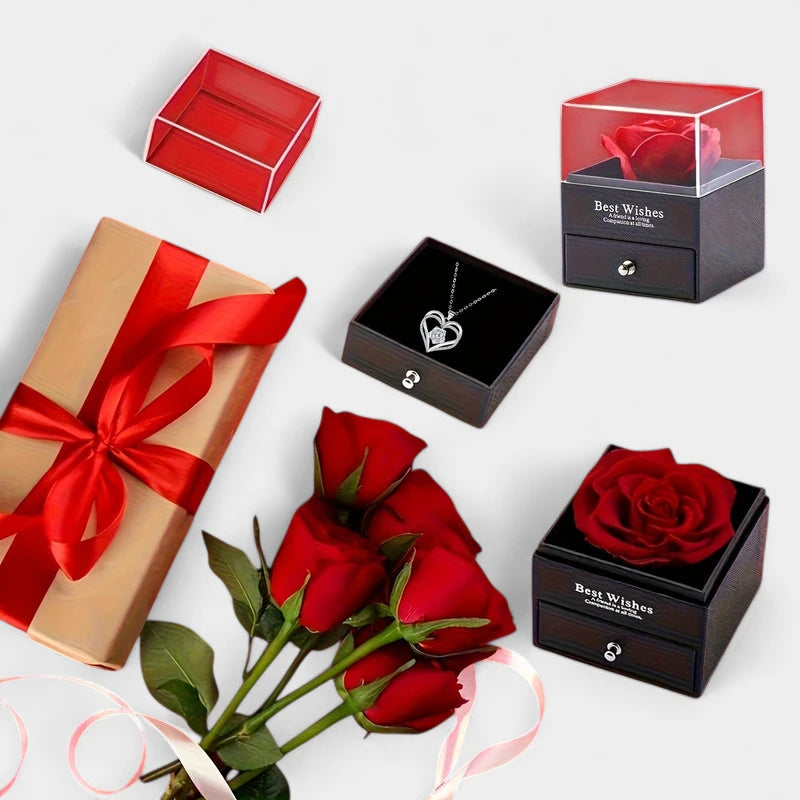 Virelle-Virelle | Dames ketting – Meerdere stenen hanger, Liefdesroos detail, Anti-allergisch materiaal