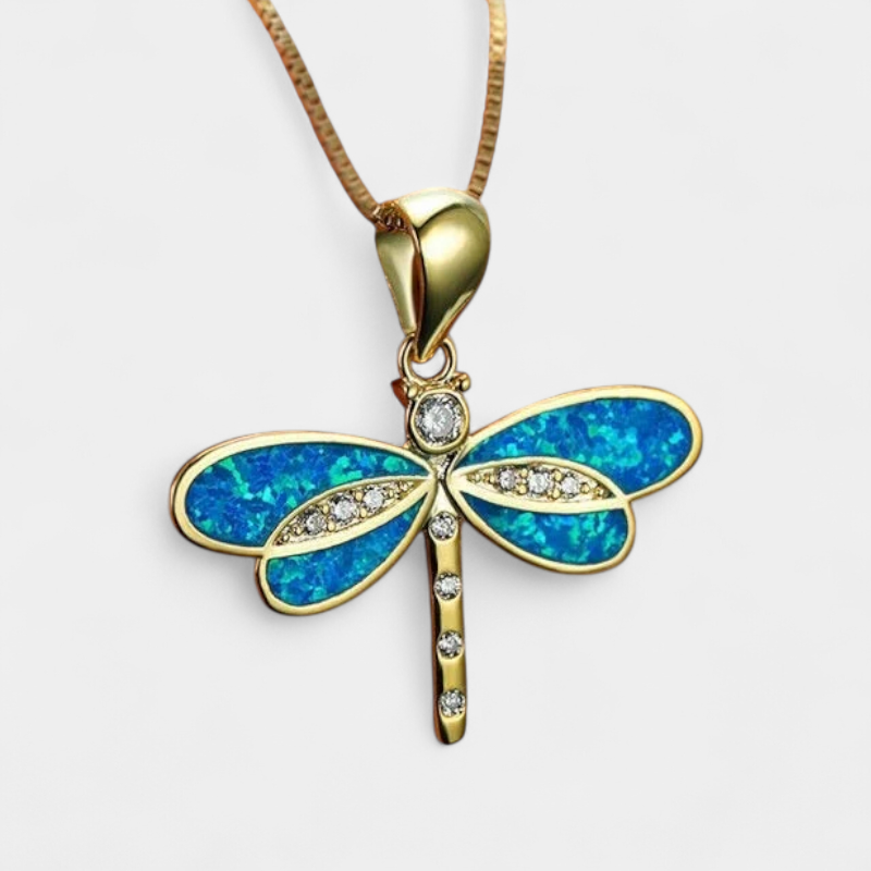 Virelle-Virelle | Dames ketting – libellen hanger, opaal detail