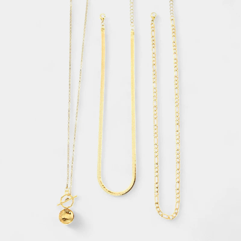 Virelle-Virelle | Dames kettingset – Zinklegering, Gelaagde slangenschakel, Munt hanger