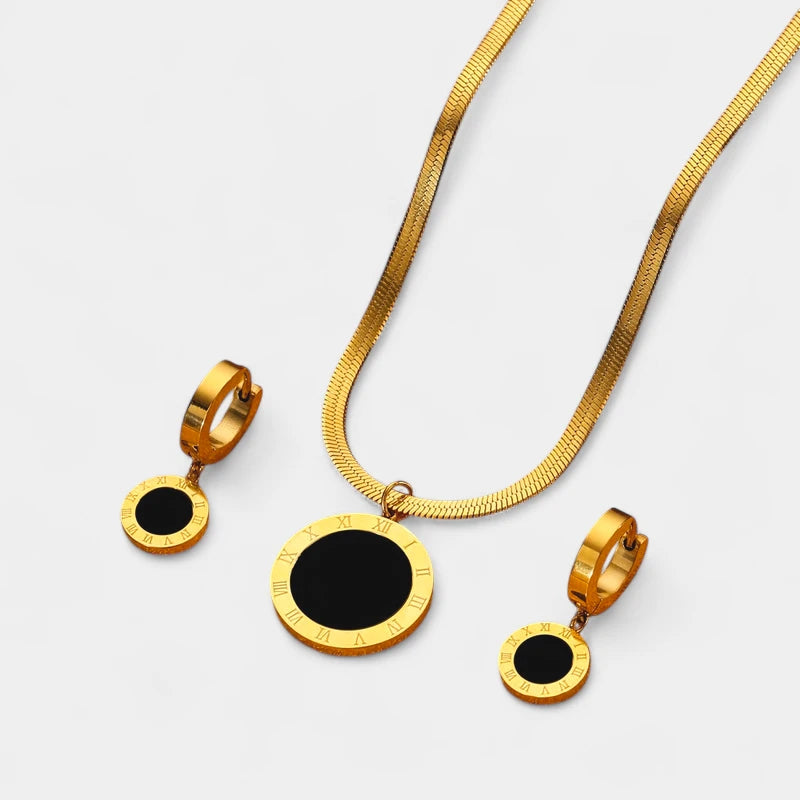 Virelle-Virelle | Dames sieradenset – Roestvrij staal, Ronde hanger, Vintage stijl