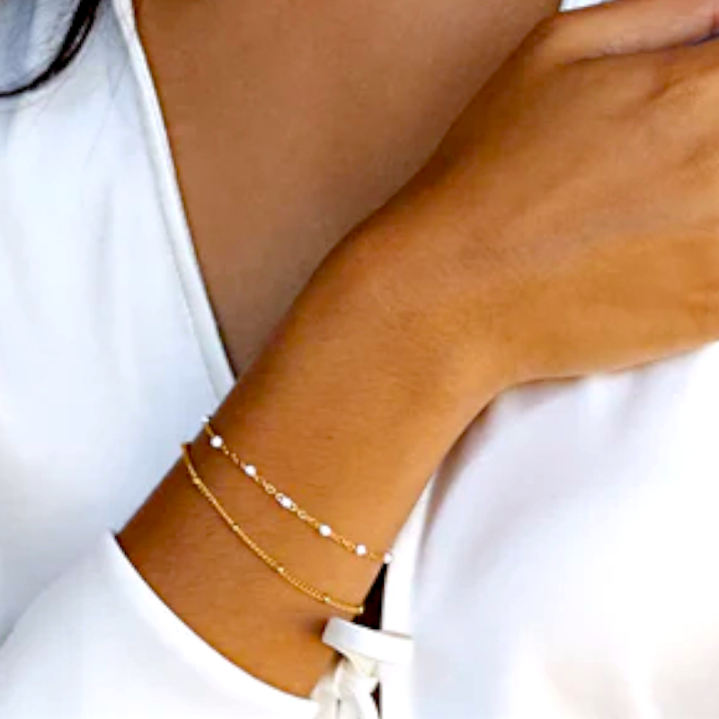 Virelle-Virelle | Damesarmband – Dubbele witte kralen, verstelbare sluiting