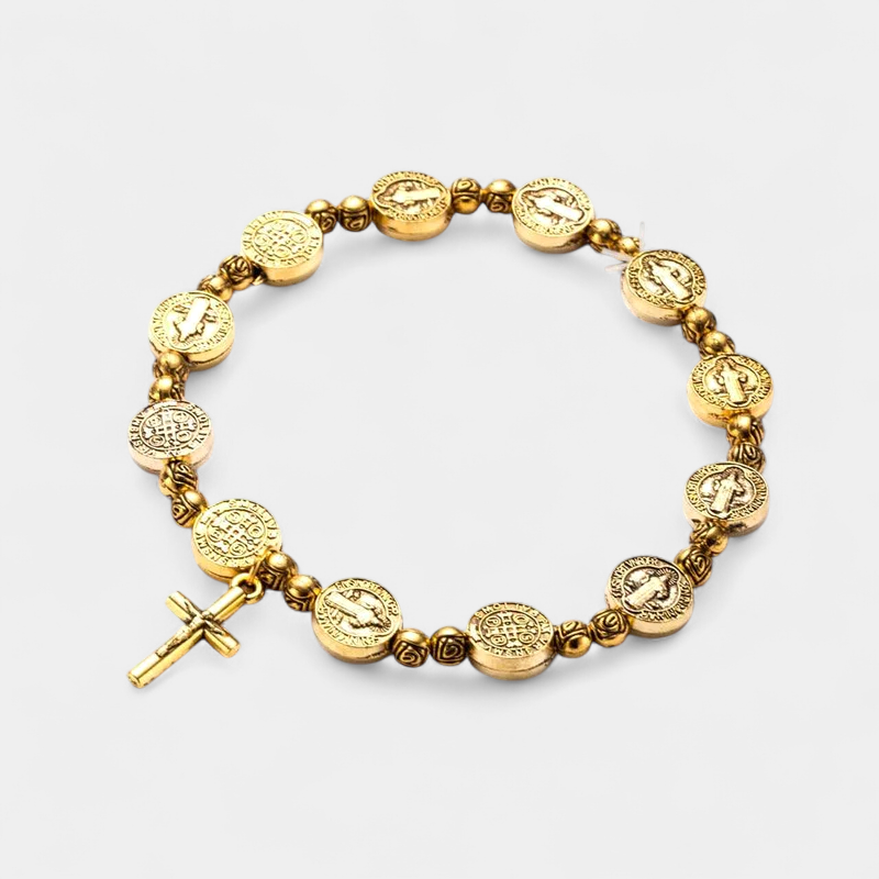 Virelle-Virelle | Damesarmband – Tweekleurige kruis-bedel, verstelbare schakel