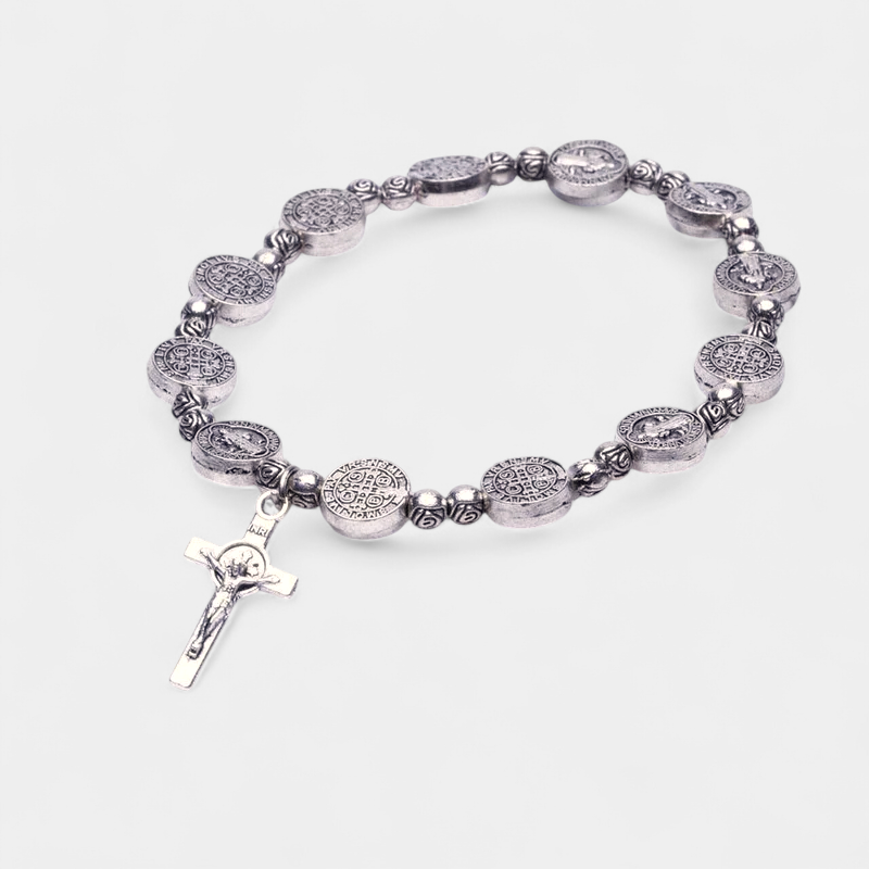 Virelle-Virelle | Damesarmband – Tweekleurige kruis-bedel, verstelbare schakel