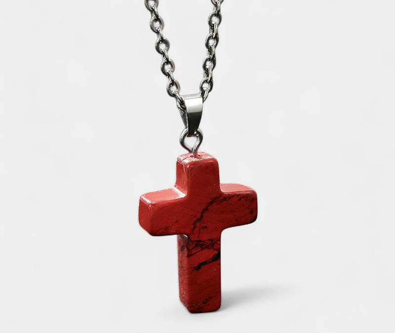 Virelle-Virelle | Damesketting – Edelsteen kruis-hanger, fijn schakelketting