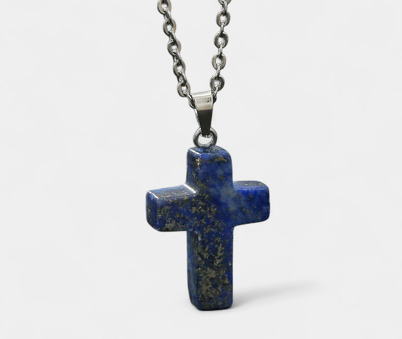 Virelle-Virelle | Damesketting – Edelsteen kruis-hanger, fijn schakelketting