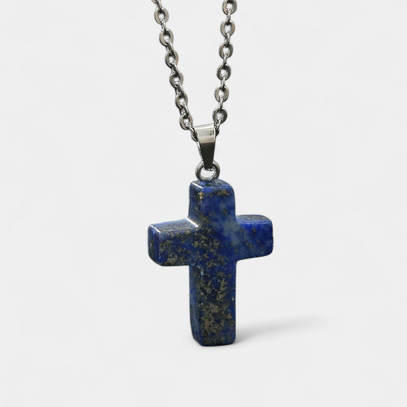 Virelle-Virelle | Damesketting – Edelsteen kruis-hanger, fijn schakelketting