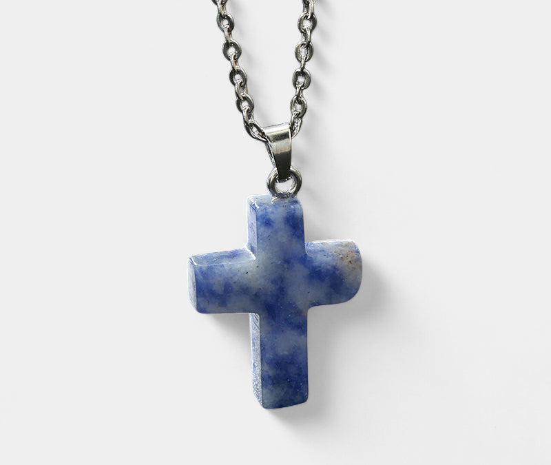 Virelle-Virelle | Damesketting – Edelsteen kruis-hanger, fijn schakelketting