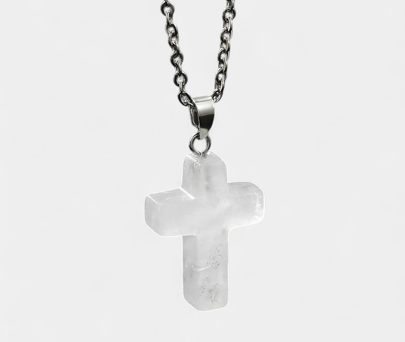 Virelle-Virelle | Damesketting – Edelsteen kruis-hanger, fijn schakelketting