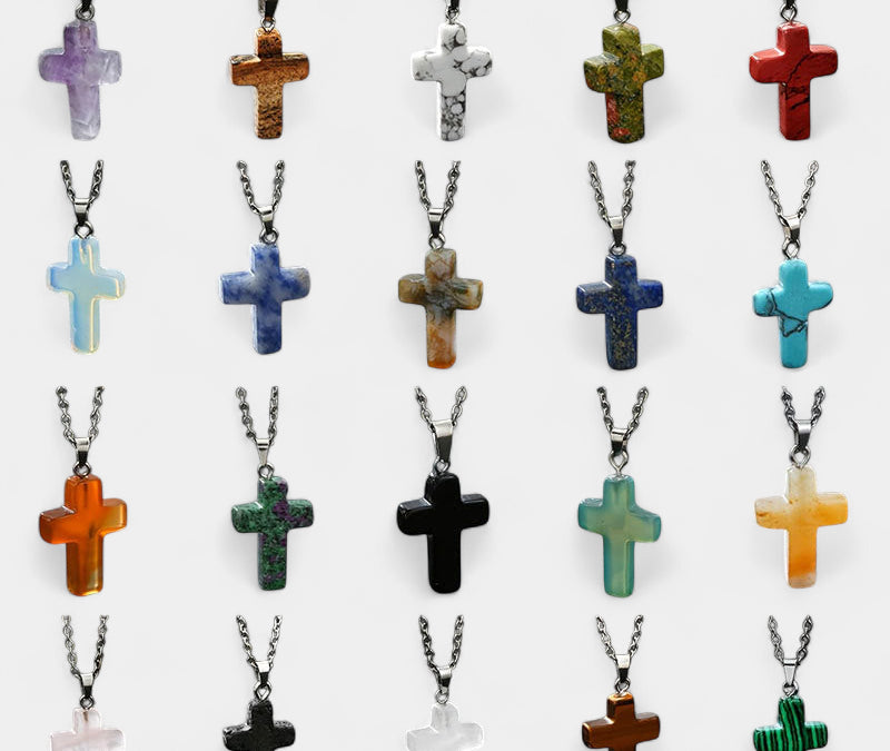 Virelle-Virelle | Damesketting – Edelsteen kruis-hanger, fijn schakelketting