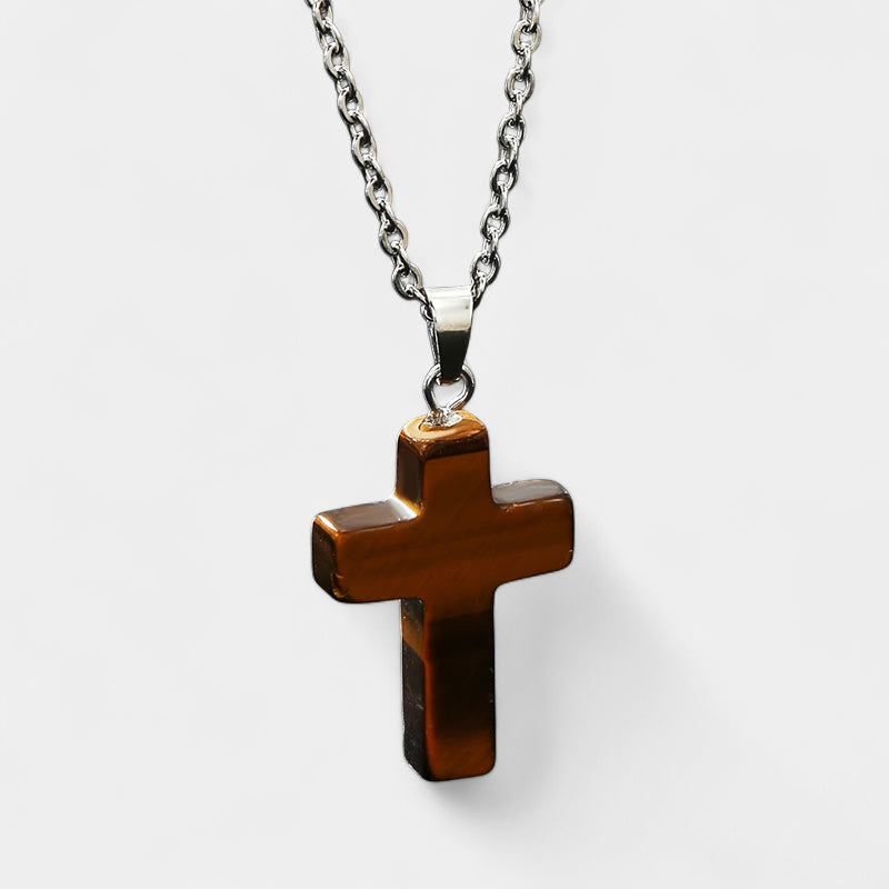 Virelle-Virelle | Damesketting – Edelsteen kruis-hanger, fijn schakelketting