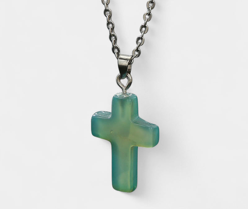 Virelle-Virelle | Damesketting – Edelsteen kruis-hanger, fijn schakelketting