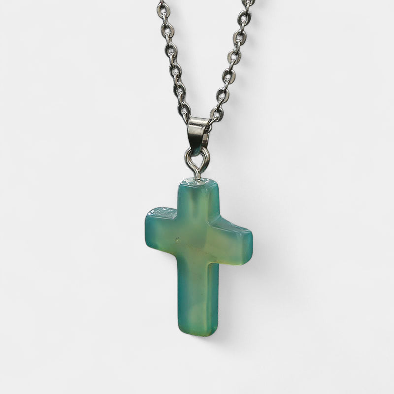 Virelle-Virelle | Damesketting – Edelsteen kruis-hanger, fijn schakelketting