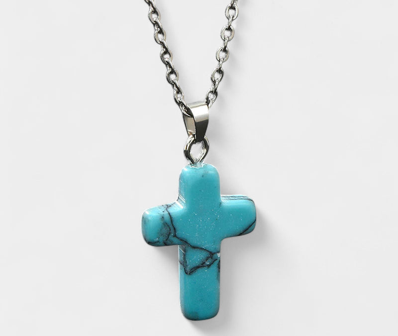 Virelle-Virelle | Damesketting – Edelsteen kruis-hanger, fijn schakelketting