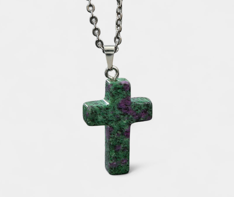 Virelle-Virelle | Damesketting – Edelsteen kruis-hanger, fijn schakelketting