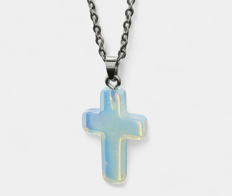 Virelle-Virelle | Damesketting – Edelsteen kruis-hanger, fijn schakelketting