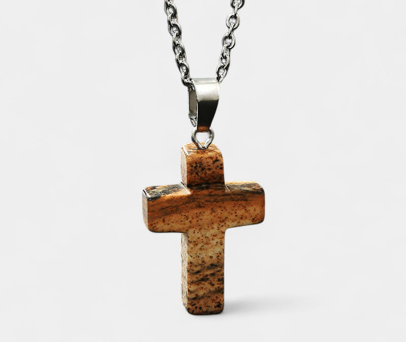 Virelle-Virelle | Damesketting – Edelsteen kruis-hanger, fijn schakelketting