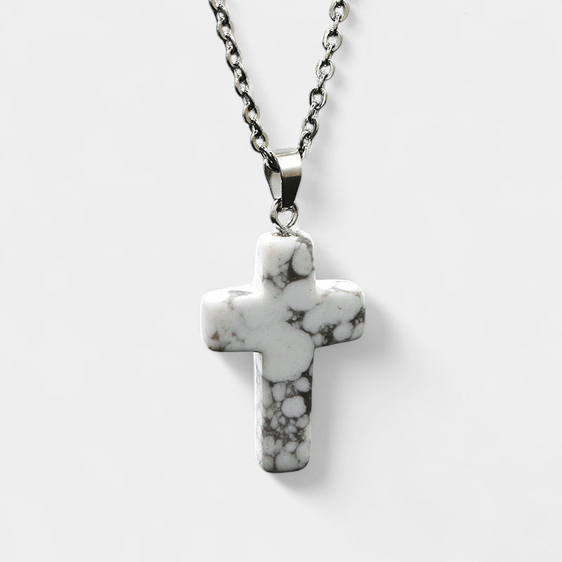 Virelle-Virelle | Damesketting – Edelsteen kruis-hanger, fijn schakelketting