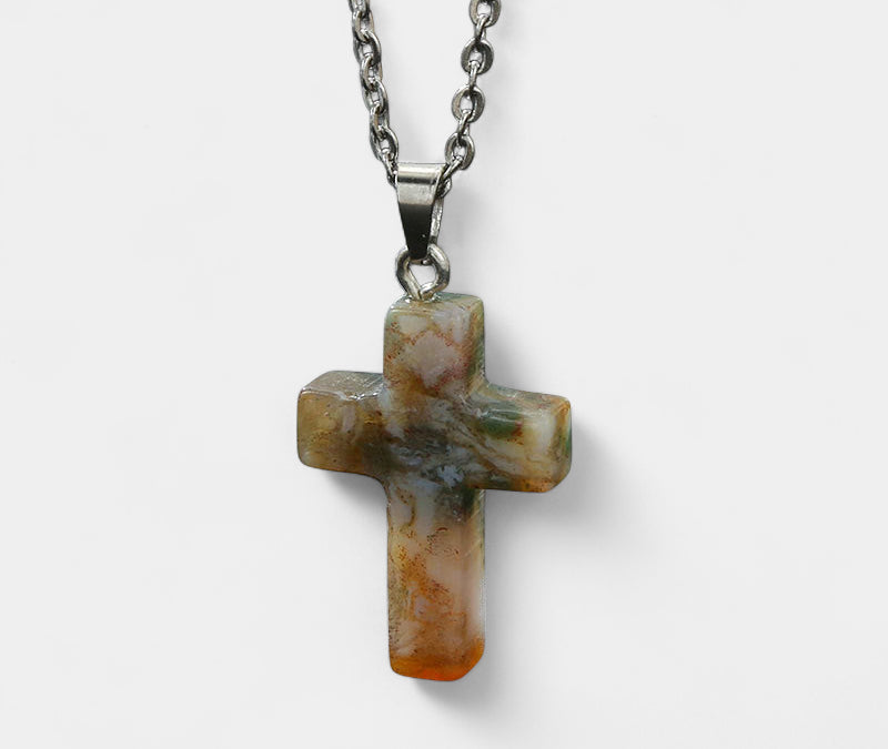 Virelle-Virelle | Damesketting – Edelsteen kruis-hanger, fijn schakelketting