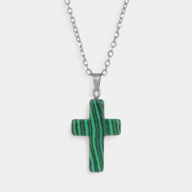 Virelle-Virelle | Damesketting – Edelsteen kruis-hanger, fijn schakelketting