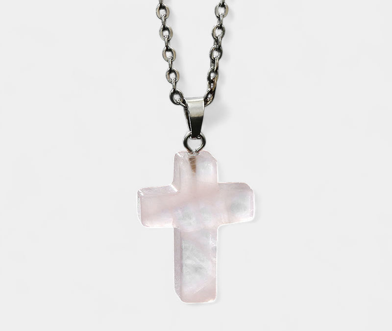Virelle-Virelle | Damesketting – Edelsteen kruis-hanger, fijn schakelketting