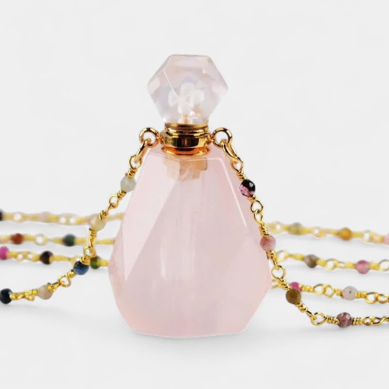 Virelle-Virelle | Damesketting – Kristallen parfumflesje-hanger, fijne schakelketting