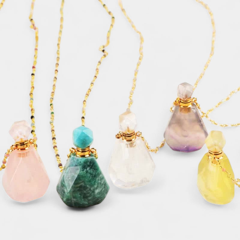 Virelle-Virelle | Damesketting – Kristallen parfumflesje-hanger, fijne schakelketting