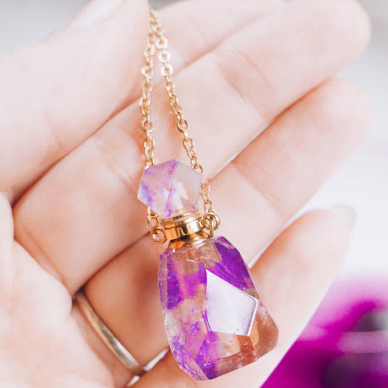 Virelle-Virelle | Damesketting – Kristallen parfumflesje-hanger, fijne schakelketting