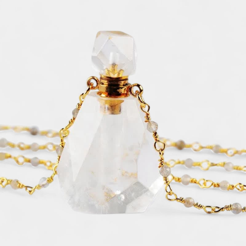 Virelle-Virelle | Damesketting – Kristallen parfumflesje-hanger, fijne schakelketting