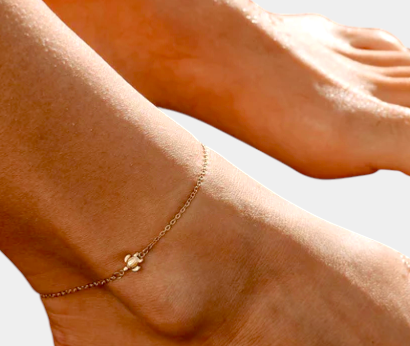 Virelle-Virelle | Enkelband – Sierlijke schildpad-hanger, verstelbare ketting