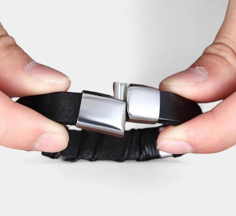 Virelle-Virelle | Heren Armband – Echt Leer, Minimalistisch Ontwerp, Magnetische Sluiting