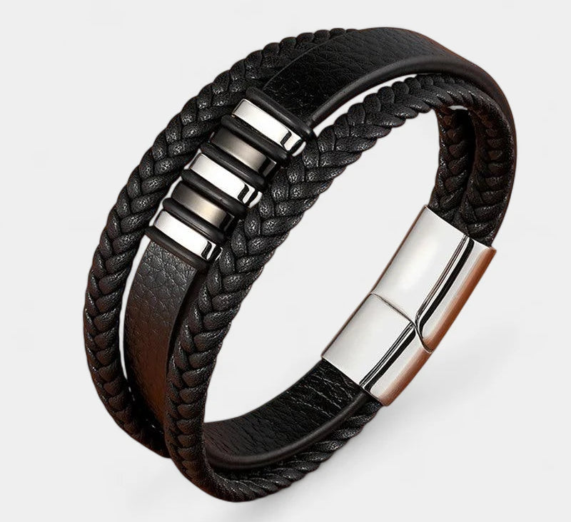 Virelle-Virelle | Heren Armband – Echt Leer, Minimalistisch Ontwerp, Magnetische Sluiting