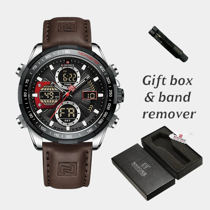 Virelle-Virelle | Heren Horloge - Echt Leer, Datum, Chronograaf