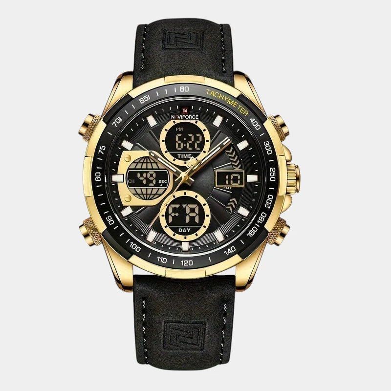 Virelle-Virelle | Heren Horloge - Echt Leer, Datum, Chronograaf