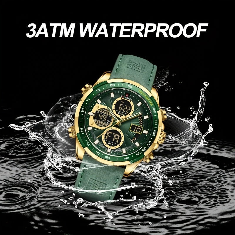 Virelle-Virelle | Heren Horloge - Kalfsleer,Dubbele Display, Kwarts