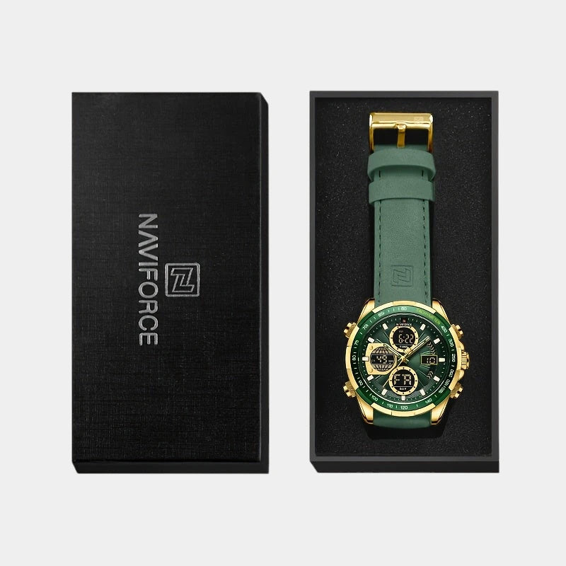 Virelle-Virelle | Heren Horloge - Kalfsleer,Dubbele Display, Kwarts