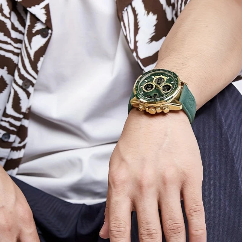 Virelle-Virelle | Heren Horloge - Kalfsleer,Dubbele Display, Kwarts