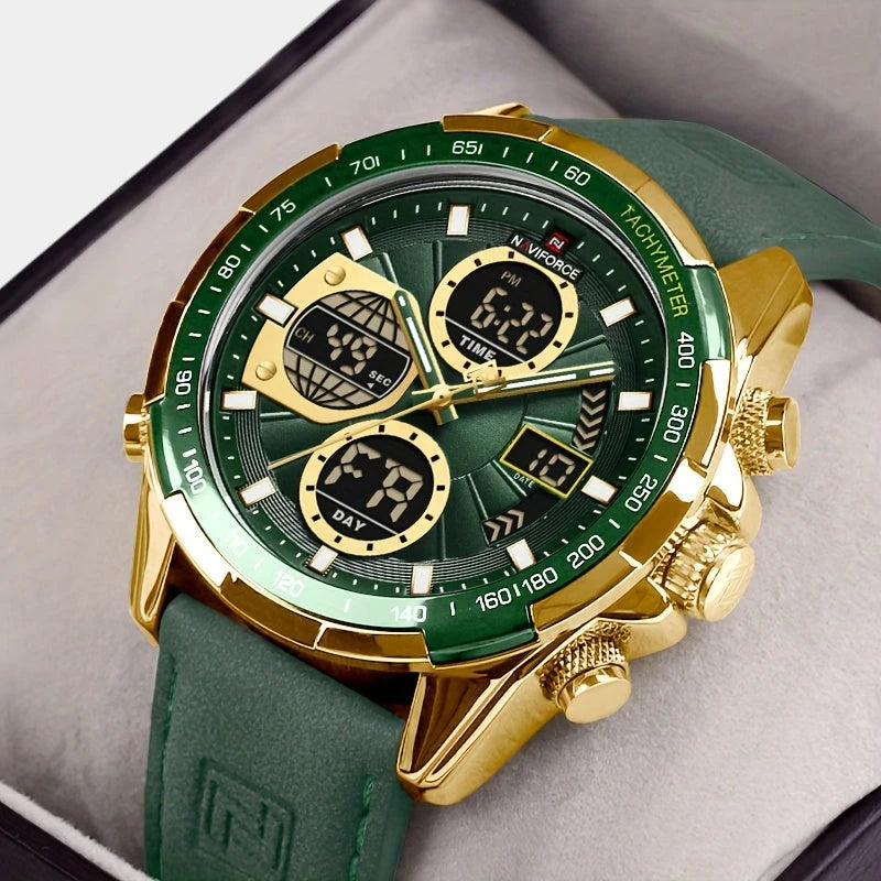 Virelle-Virelle | Heren Horloge - Kalfsleer,Dubbele Display, Kwarts