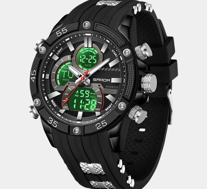 Virelle-Virelle | Heren Horloge -PU Leer, Dual Display, Nachtlicht