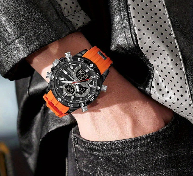 Virelle-Virelle | Heren Horloge -PU Leer, Dual Display, Nachtlicht