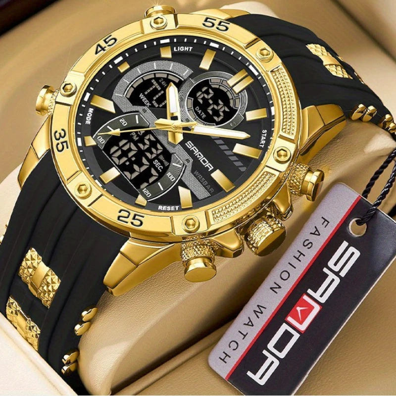 Virelle-Virelle | Heren Horloge -PU Leer, Dual Display, Nachtlicht