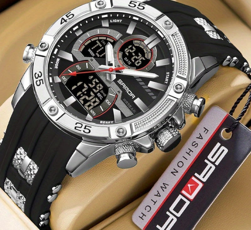 Virelle-Virelle | Heren Horloge -PU Leer, Dual Display, Nachtlicht