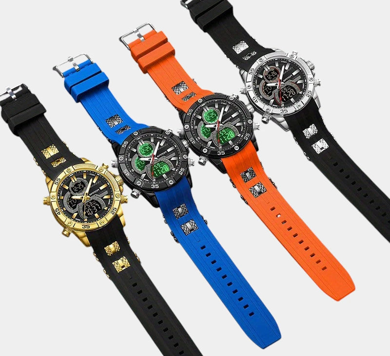 Virelle-Virelle | Heren Horloge -PU Leer, Dual Display, Nachtlicht