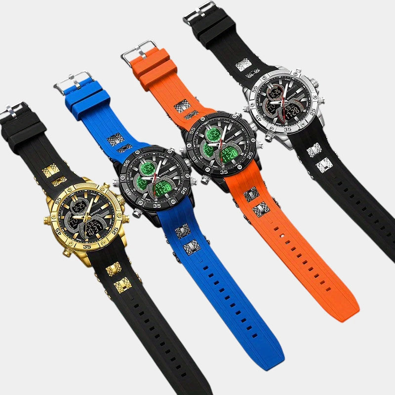 Virelle-Virelle | Heren Horloge -PU Leer, Dual Display, Nachtlicht