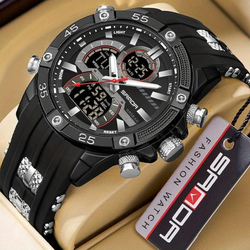 Virelle-Virelle | Heren Horloge -PU Leer, Dual Display, Nachtlicht