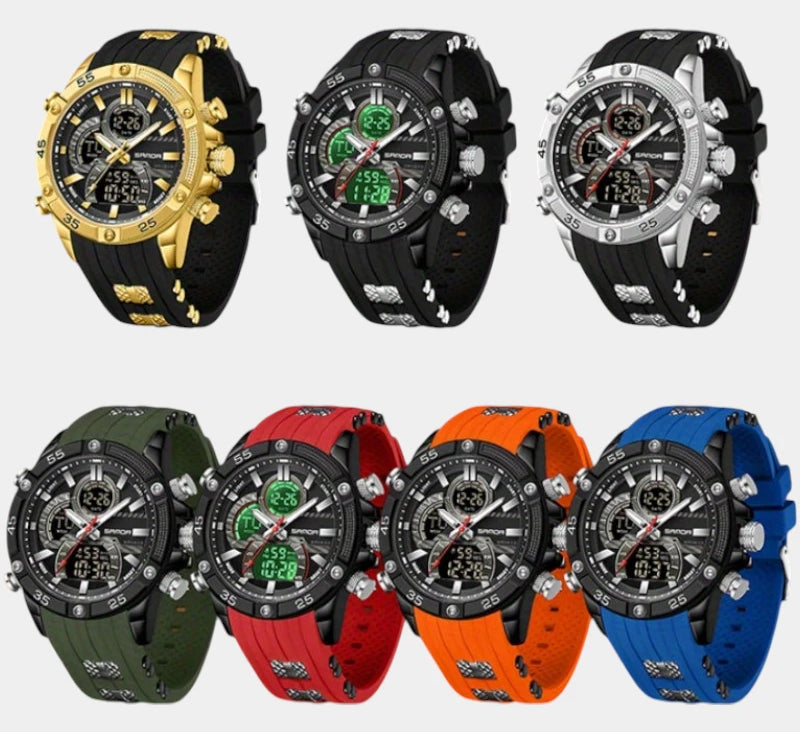 Virelle-Virelle | Heren Horloge -PU Leer, Dual Display, Nachtlicht