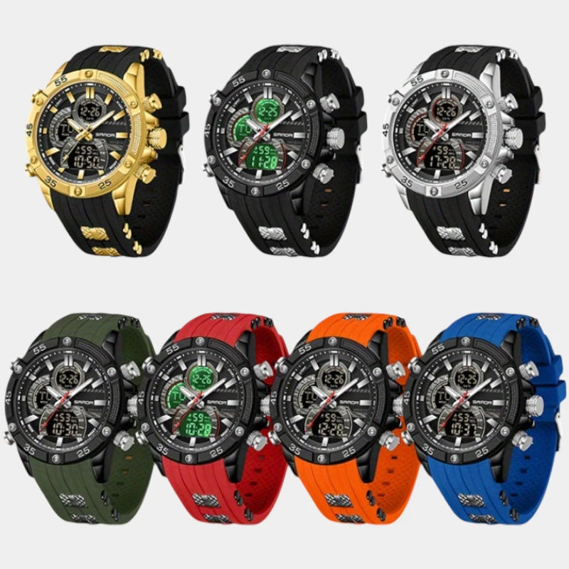 Virelle-Virelle | Heren Horloge -PU Leer, Dual Display, Nachtlicht