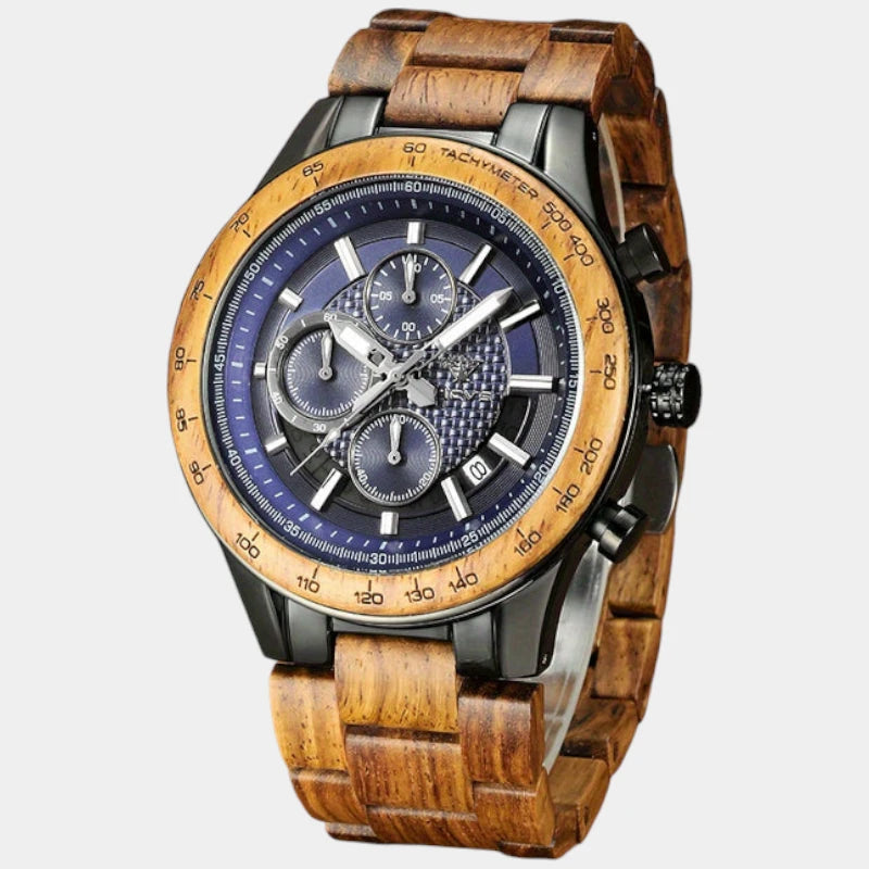 Virelle-Virelle | Heren Horloge – Walnotenhout, Kalender, Dial