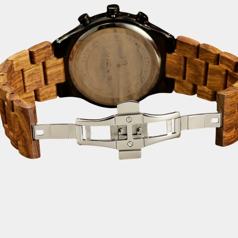 Virelle-Virelle | Heren Horloge – Walnotenhout, Kalender, Dial