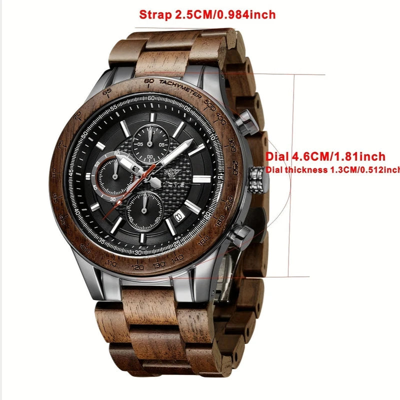 Virelle-Virelle | Heren Horloge – Walnotenhout, Kalender, Dial